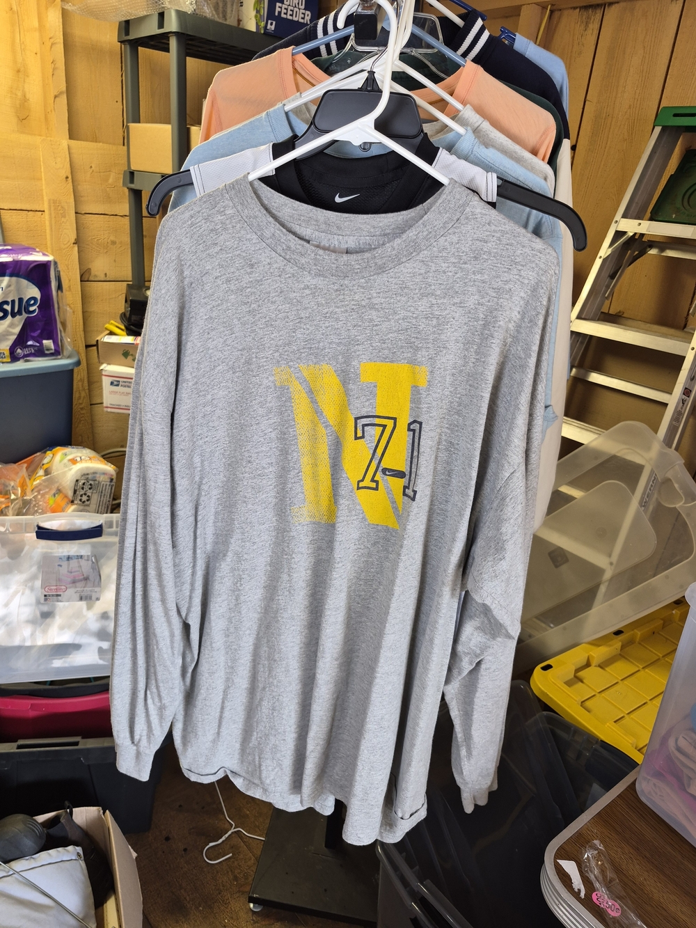 Nike Gray Long-Sleeve Tee with Yellow 'N' Graphic Bin 51